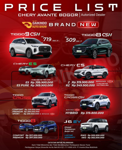 Pricelist Harga Chery kalisari 2025